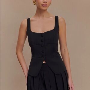 Meshki Elegant Black Buttoned Top